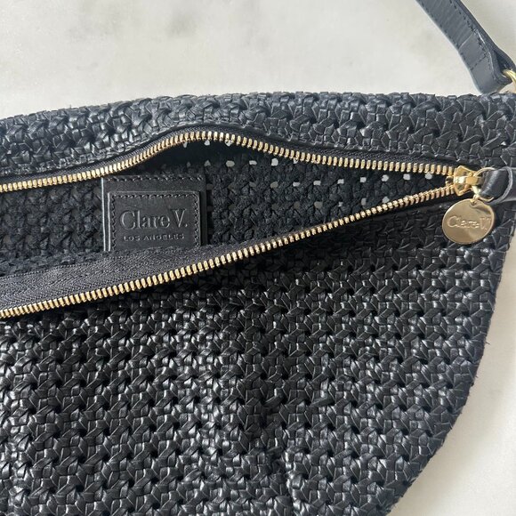 Clare V. Grande Fanny --  Black Woven Zig Zag - Picture 2 of 3